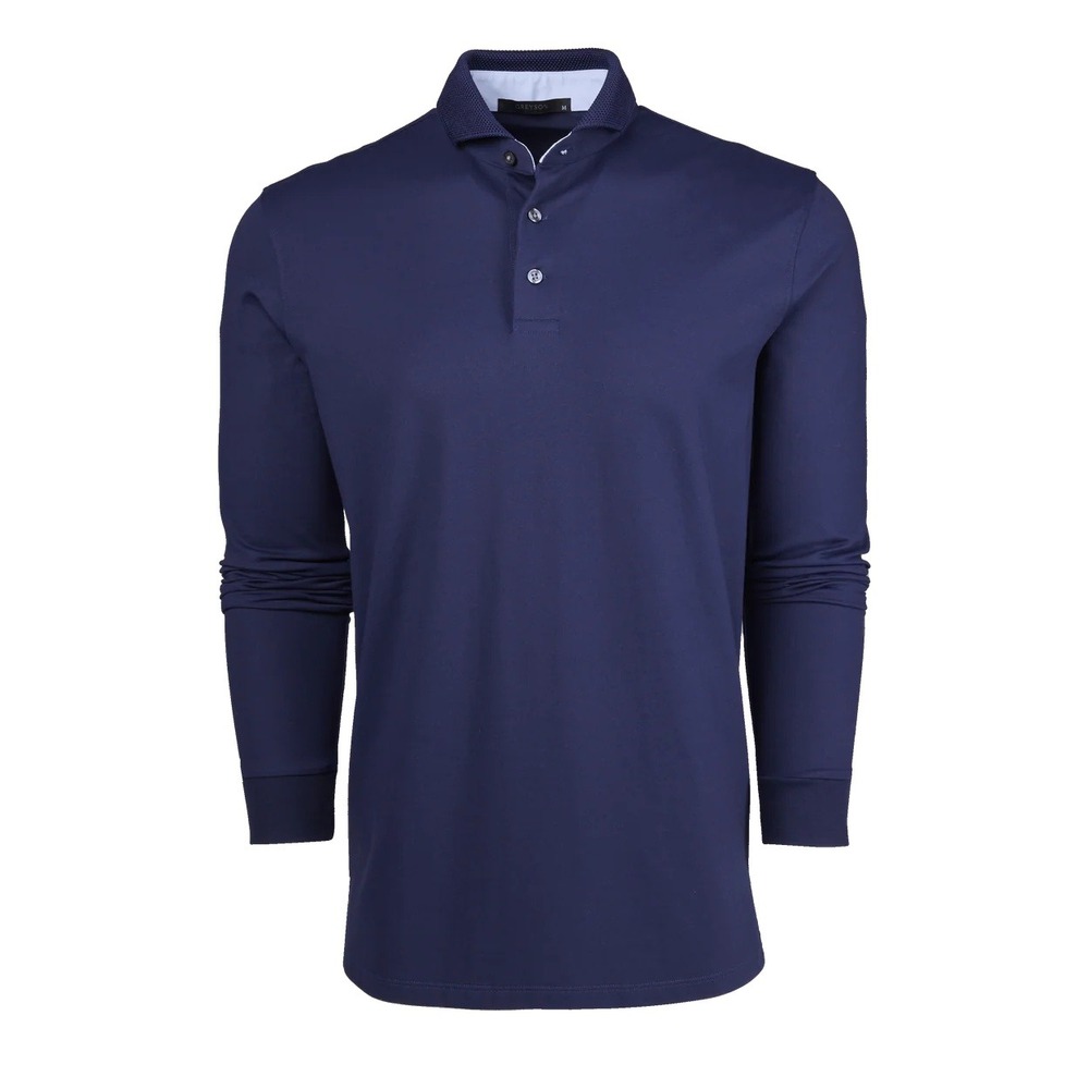 Greyson NWT Men's Cherokee Long Sleeve Polo Maltese Blue Performance- XXL